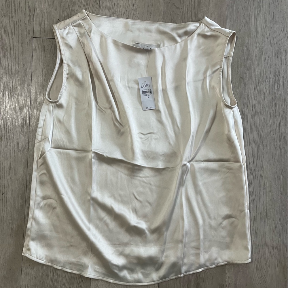 LOFT Shimmering Cream Satin Blouse